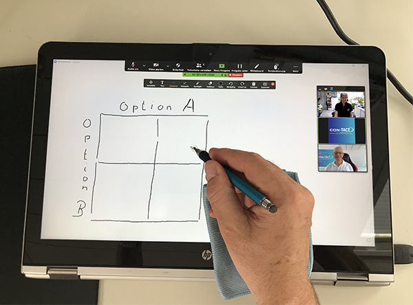 Skizzieren auf einem Tablet statt auf einem Flipchart