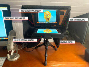 Teleprompter for eye-contact front view